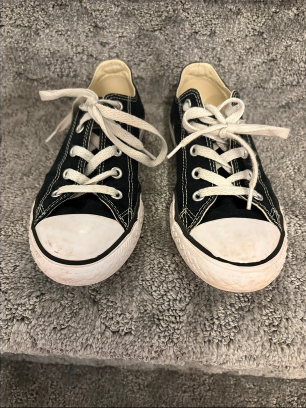 Classic Black Low-Top Kids Canvas Sneakers with White Accents